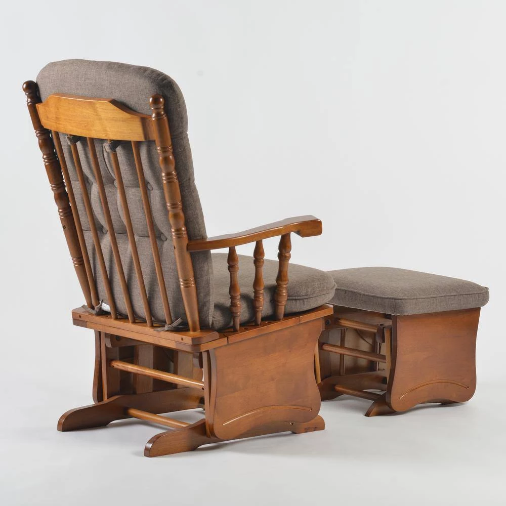 Antique Brown Retro and Rustic Style Gliding Chair with Ottoman by Unbranded 10 Antique Brown Retro and Rustic Style Gliding Chair with Ottoman by Unbranded - Image 9