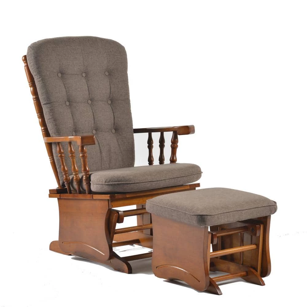 Antique Brown Retro and Rustic Style Gliding Chair with Ottoman by Unbranded 7 Antique Brown Retro and Rustic Style Gliding Chair with Ottoman by Unbranded - Image 6