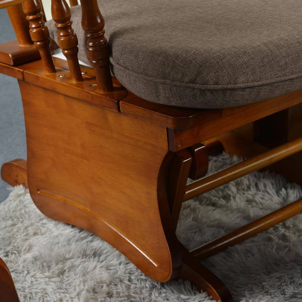 Antique Brown Retro and Rustic Style Gliding Chair with Ottoman by Unbranded 5 Antique Brown Retro and Rustic Style Gliding Chair with Ottoman by Unbranded - Image 4