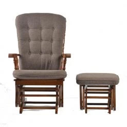 Antique Brown Retro and Rustic Style Gliding Chair with Ottoman by Unbranded