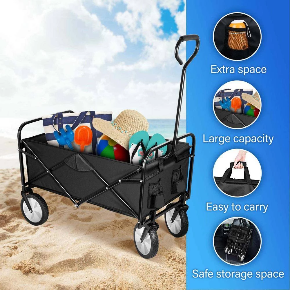 Black Heavy Duty Folding Portable Cart with Removable Canopy by Unbranded 6 Black Heavy Duty Folding Portable Cart with Removable Canopy by Unbranded - Image 4