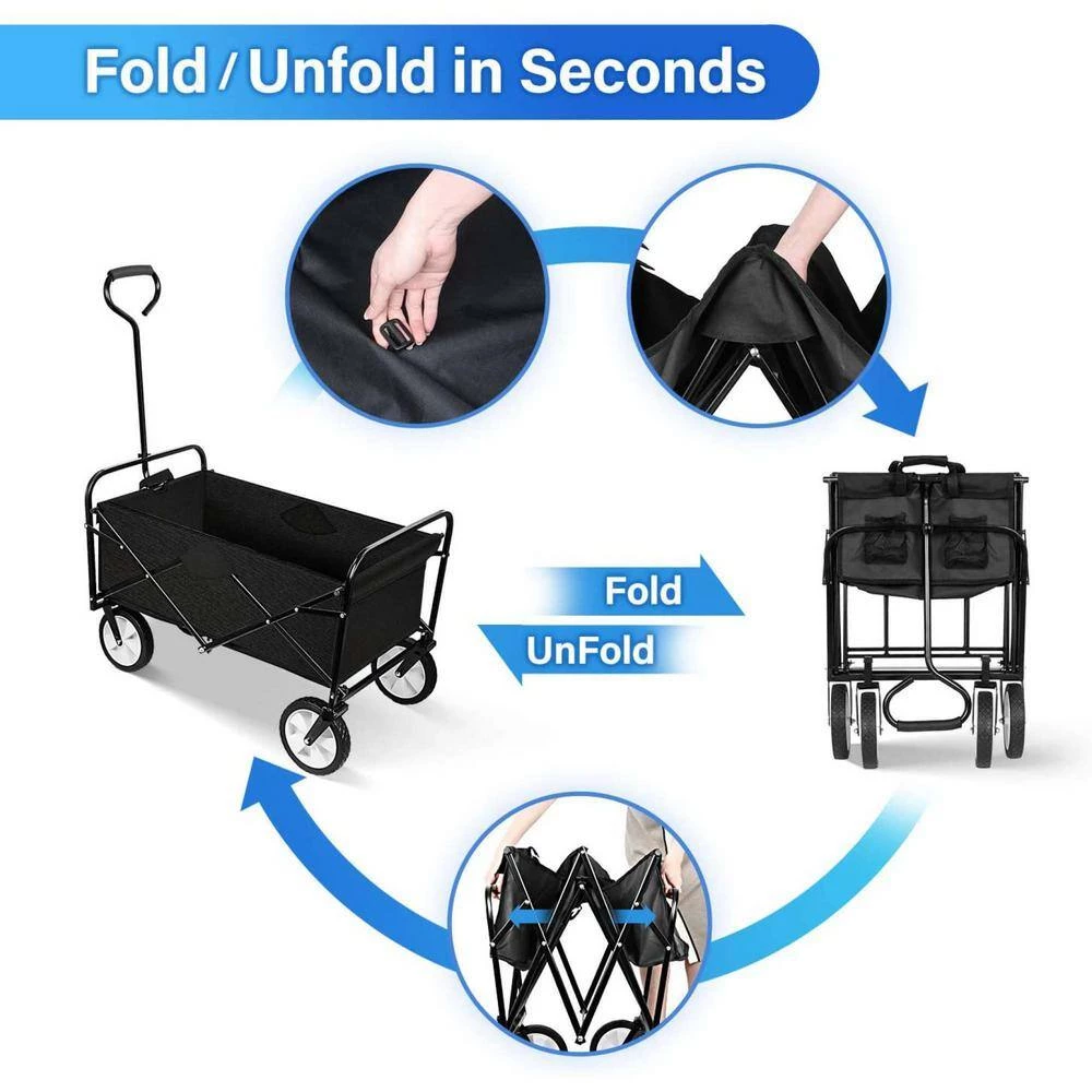 Black Heavy Duty Folding Portable Cart with Removable Canopy by Unbranded 5 Black Heavy Duty Folding Portable Cart with Removable Canopy by Unbranded - Image 3