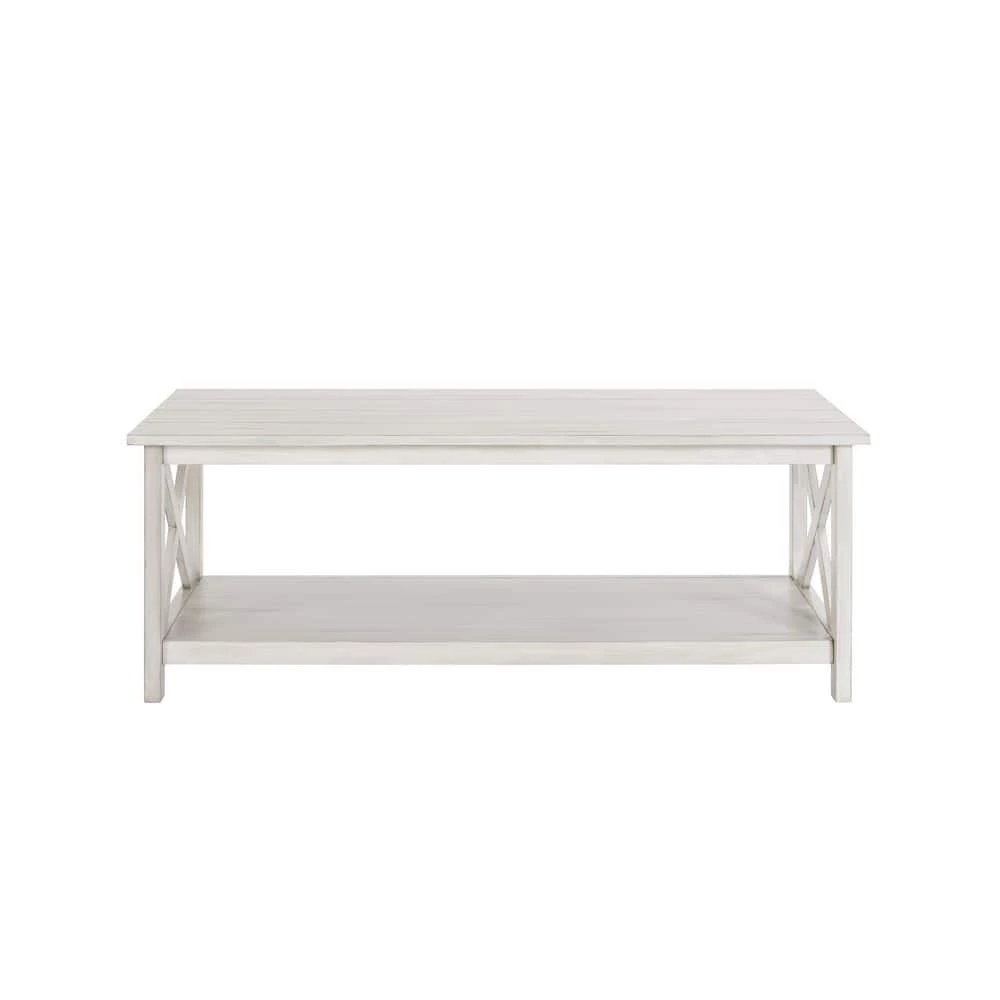 Jamestown 48 in. White Wash Large Rectangle Wood Coffee Table with Shelf by Boraam 6 Jamestown 48 in. White Wash Large Rectangle Wood Coffee Table with Shelf by Boraam - Image 4