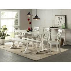 Jamestown White Wash Dining Bench by Boraam -Boraam Sales Store antique white boraam dining benches 77404 31 1000