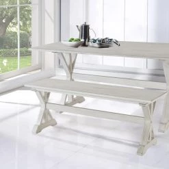 Jamestown White Wash Dining Bench by Boraam -Boraam Sales Store antique white boraam dining benches 77404 4f 1000