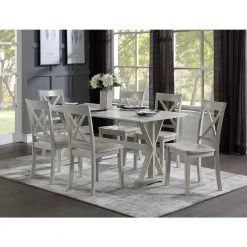 Jamestown 7-Piece Antique White Wash Wood Dining Set, Table Plus 6-Chairs by Boraam 11 Jamestown 7-Piece Antique White Wash Wood Dining Set, Table Plus 6-Chairs by Boraam -Boraam Sales Store antique white boraam dining room sets 77402 31 1000