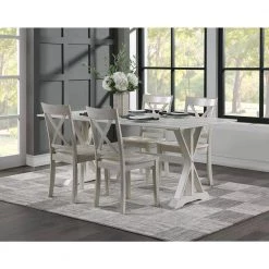 Jamestown 5-Piece Antique White Wash Wood Dining Set, Table Plus (4-Chairs) by Boraam -Boraam Sales Store antique white finish boraam dining room sets 77400 31 1000