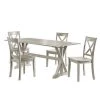Jamestown 5-Piece Antique White Wash Wood Dining Set, Table Plus (4-Chairs) by Boraam -Boraam Sales Store antique white finish boraam dining room sets 77400 64 1000