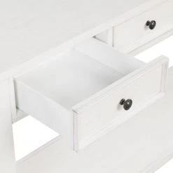 63 in. Rectangle Antique White Pine Wood Console Table With 4-Drawers and 1 Bottom Shelf for Entryway Hallway by Unbranded -Boraam Sales Store antique white unbranded console tables gm h 521 4f 1000