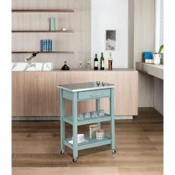 Colorado Aspen Valley Wood Kitchen Cart w/Stainless Steel Top by Boraam 11 Colorado Aspen Valley Wood Kitchen Cart w/Stainless Steel Top by Boraam -Boraam Sales Store aspen valley boraam kitchen carts 50662 31 1000