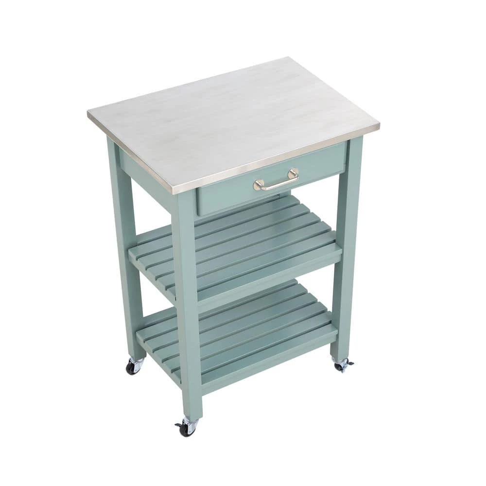 Colorado Aspen Valley Wood Kitchen Cart w/Stainless Steel Top by Boraam 5 Colorado Aspen Valley Wood Kitchen Cart w/Stainless Steel Top by Boraam - Image 3