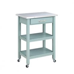 Colorado Aspen Valley Wood Kitchen Cart w/Stainless Steel Top by Boraam