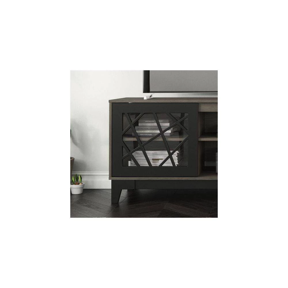 Graphik 71 in. Bark Gray and Matte Black Engineered Wood TV Stand Fits TVs Up to 80 in. with Storage Doors by Unbranded 4 Graphik 71 in. Bark Gray and Matte Black Engineered Wood TV Stand Fits TVs Up to 80 in. with Storage Doors by Unbranded - Image 2