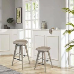 Bali 29 in. Product Height Swivel Backless Bar Stool - Barnwood Wire-Brush by Boraam -Boraam Sales Store barnwood wire brush boraam bar stools 54229 31 1000