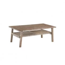 Sonoma 49 in. Barnwood Wire-Brush Large Rectangle Wood Coffee Table with Shelf by Boraam