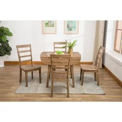 5-Piece Boulder Barnwood Wire-Brush Dining Set by Boraam -Boraam Sales Store barnwood wire brush boraam dining room sets 71038 31 1000