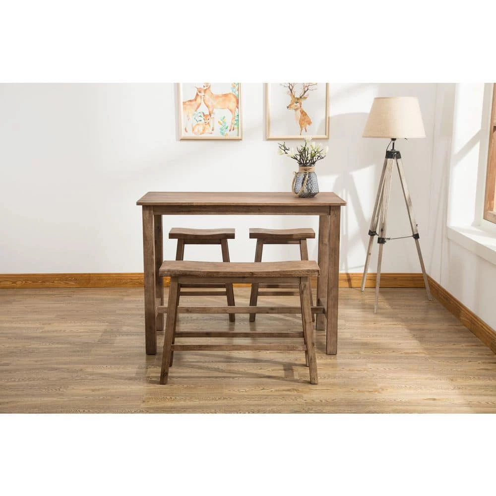 47.25 in. Sonoma Pub Table with 1-Bench and 2-Stools in Driftwood Gray by Boraam 11 47.25 in. Sonoma Pub Table with 1-Bench and 2-Stools in Driftwood Gray by Boraam - Image 9