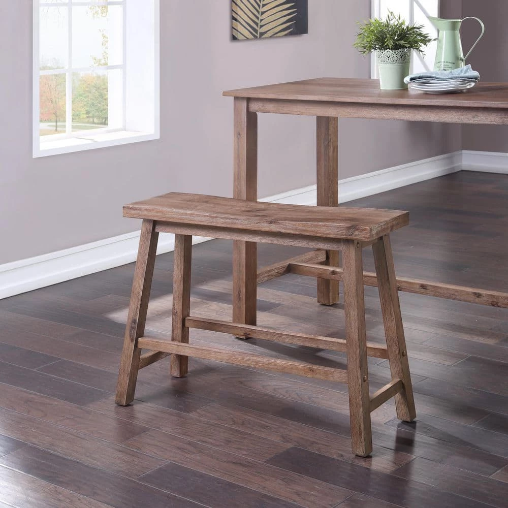 47.25 in. Sonoma Pub Table with 1-Bench and 2-Stools in Driftwood Gray by Boraam 8 47.25 in. Sonoma Pub Table with 1-Bench and 2-Stools in Driftwood Gray by Boraam - Image 6