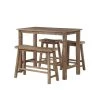 47.25 in. Sonoma Pub Table with 1-Bench and 2-Stools in Driftwood Gray by Boraam -Boraam Sales Store barnwood wire brush boraam dining room sets 75027 64 1000