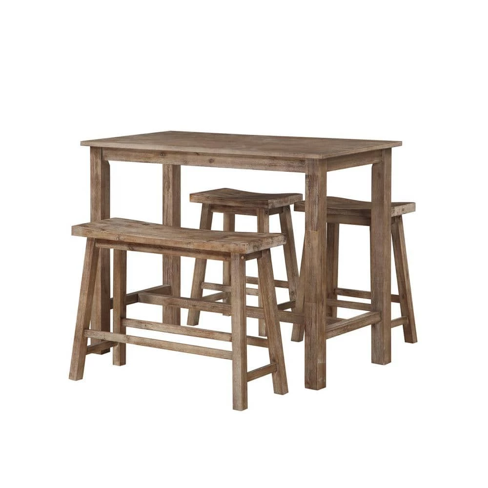 47.25 in. Sonoma Pub Table with 1-Bench and 2-Stools in Driftwood Gray by Boraam 3 47.25 in. Sonoma Pub Table with 1-Bench and 2-Stools in Driftwood Gray by Boraam
