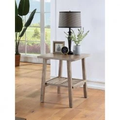 Sonoma Barnwood Wire-Brush End Table by Boraam -Boraam Sales Store barnwood wire brush boraam end side tables 75030 31 1000