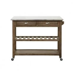 Sonoma Barnwood Wire-Brush Kitchen Cart with Drop-Leaf by Boraam -Boraam Sales Store barnwood wire brush boraam kitchen islands 12508 c3 1000