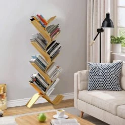 24.61 in.Beige Bamboo 8-shelf Bookcase with Open Storage by Unbranded -Boraam Sales Store beige unbranded bookcases bookshelves spk lqw1 4065 1f 1000