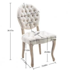 Beige French Vintage Tufted Button Performance Fabric Dining Chair(Set of 2) by Unbranded 14 Beige French Vintage Tufted Button Performance Fabric Dining Chair(Set of 2) by Unbranded -Boraam Sales Store beige unbranded dining chairs sxb36872 44 1000