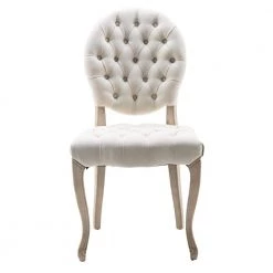 Beige French Vintage Tufted Button Performance Fabric Dining Chair(Set of 2) by Unbranded