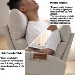 27.6 in. W Beige Arm Rocking Chair Modern Accent High Backrest Living Room Lounge, 2 Side Pocket by Unbranded -Boraam Sales Store beige unbranded rockers gliders ottomans gm h 536 76 1000