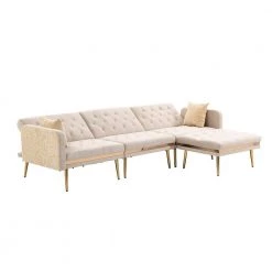 106.30 in. W Square Arm 3-Piece Velvet L Shaped Sectional Sofa in Beige With Ottoman by Unbranded 15 106.30 in. W Square Arm 3-Piece Velvet L Shaped Sectional Sofa in Beige With Ottoman by Unbranded -Boraam Sales Store beige unbranded sectional sofas w395 s00070 1f 1000