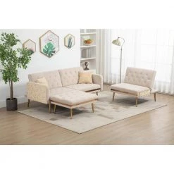 106.30 in. W Square Arm 3-Piece Velvet L Shaped Sectional Sofa in Beige With Ottoman by Unbranded 19 106.30 in. W Square Arm 3-Piece Velvet L Shaped Sectional Sofa in Beige With Ottoman by Unbranded -Boraam Sales Store beige unbranded sectional sofas w395 s00070 31 1000