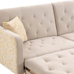 106.30 in. W Square Arm 3-Piece Velvet L Shaped Sectional Sofa in Beige With Ottoman by Unbranded 18 106.30 in. W Square Arm 3-Piece Velvet L Shaped Sectional Sofa in Beige With Ottoman by Unbranded -Boraam Sales Store beige unbranded sectional sofas w395 s00070 76 1000