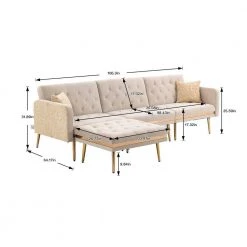 106.30 in. W Square Arm 3-Piece Velvet L Shaped Sectional Sofa in Beige With Ottoman by Unbranded 13 106.30 in. W Square Arm 3-Piece Velvet L Shaped Sectional Sofa in Beige With Ottoman by Unbranded -Boraam Sales Store beige unbranded sectional sofas w395 s00070 c3 1000