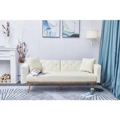 68.3 in. Width Beige Velvet Twin Size Convertible Sofa Bed With 2-Pillows by Unbranded -Boraam Sales Store beige unbranded sofa beds zq w90450482 31 1000