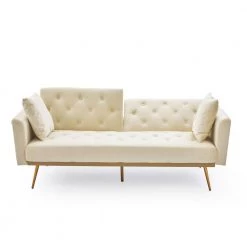 68.3 in. Width Beige Velvet Twin Size Convertible Sofa Bed With 2-Pillows by Unbranded -Boraam Sales Store beige unbranded sofa beds zq w90450482 44 1000