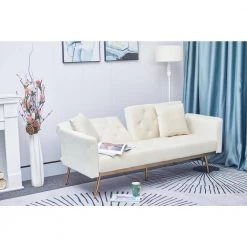 68.3 in. Width Beige Velvet Twin Size Convertible Sofa Bed With 2-Pillows by Unbranded -Boraam Sales Store beige unbranded sofa beds zq w90450482 c3 1000