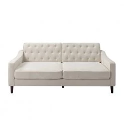 77.2 in. Wide Square Arm Polyester Straight Sofa in Beige by Unbranded