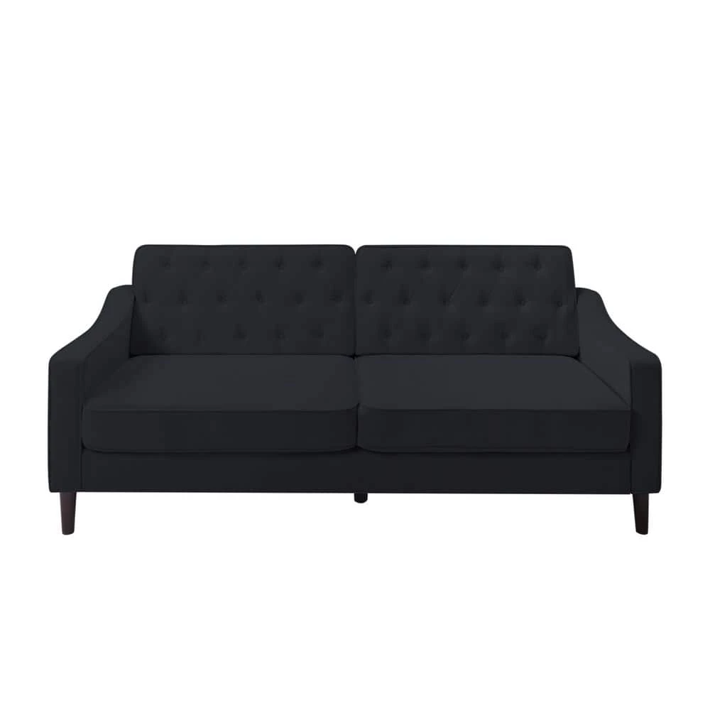 77.2 in. Wide Square Arm Polyester Straight Sofa in Black by Unbranded 3 77.2 in. Wide Square Arm Polyester Straight Sofa in Black by Unbranded