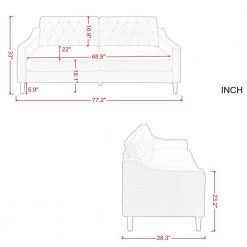 77.2 in. Wide Square Arm Polyester Straight Sofa in Black by Unbranded 20 77.2 in. Wide Square Arm Polyester Straight Sofa in Black by Unbranded -Boraam Sales Store bkack unbranded sofas couches crlw22341939 76 1000