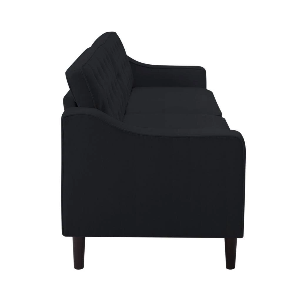 77.2 in. Wide Square Arm Polyester Straight Sofa in Black by Unbranded 4 77.2 in. Wide Square Arm Polyester Straight Sofa in Black by Unbranded - Image 2