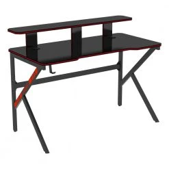 47.24 in. K Shape Black Computer Desk Gaming Desk with PC Holder, Headset Hook, Cable Hole, Computer Table Writing Desk by Unbranded