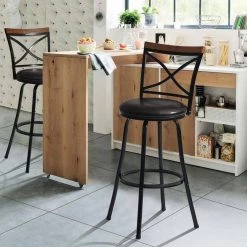 41.5 in. Black and Brown Metal Frame Standard Bar Stool with Faux Leather Upholstered Seat (Set of 2) by Unbranded 19 41.5 in. Black and Brown Metal Frame Standard Bar Stool with Faux Leather Upholstered Seat (Set of 2) by Unbranded -Boraam Sales Store black and brown unbranded bar stools qykj md7244347 31 1000