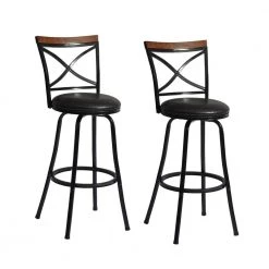 41.5 in. Black and Brown Metal Frame Standard Bar Stool with Faux Leather Upholstered Seat (Set of 2) by Unbranded 13 41.5 in. Black and Brown Metal Frame Standard Bar Stool with Faux Leather Upholstered Seat (Set of 2) by Unbranded -Boraam Sales Store black and brown unbranded bar stools qykj md7244347 c3 1000