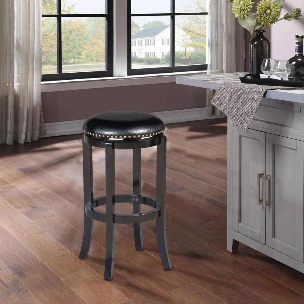 Cordova 29 in. Black Swivel Cushioned Bar Stool by Boraam 7 Cordova 29 in. Black Swivel Cushioned Bar Stool by Boraam - Image 5