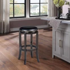 Cordova 29 in. Black Swivel Cushioned Bar Stool by Boraam