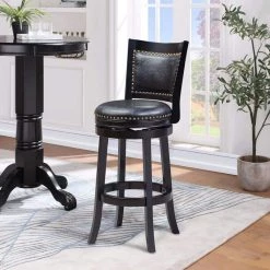 Bristol 29 in. Black Swivel Cushioned Bar Stool by Boraam -Boraam Sales Store black boraam bar stools 42529 31 1000
