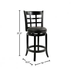 Kyoto 24 in. Black Swivel Cushioned Bar Stool by Boraam -Boraam Sales Store black boraam bar stools 45225 40 1000