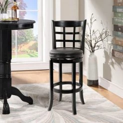 Kyoto 29 in. Black Swivel Cushioned Bar Stool by Boraam -Boraam Sales Store black boraam bar stools 45230 31 1000