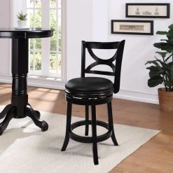 Florence 24 in. Black Swivel Cushioned Bar Stool by Boraam -Boraam Sales Store black boraam bar stools 45724 31 1000